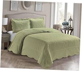 Kids Zone Home Linen 665752490815 3 Piece Over Size Embossed Solid Color Coverlet Bedspread New # Veronica