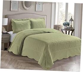 Kids Zone Home Linen 665752490822 3 Piece Over Size Embossed Solid Color Coverlet Bedspread New # Veronica