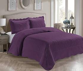 Kids Zone Home Linen 665752490853 Collection 3 Piece Over Size Embossed Solid Color Full/queen Purple