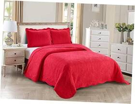 Kids Zone Home Linen 665752499429 Over Size Elegant Vintage Floral Pattern Embossed Light Full/queen Red