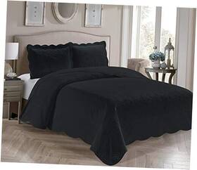 Kids Zone Home Linen 665752500866 Collection 3 Piece King/california King Over Size Embossed Solid Black