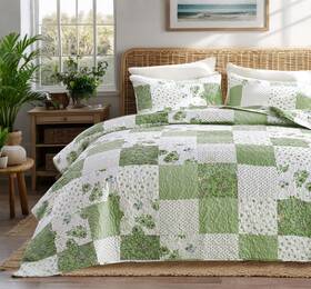 Ch-jhfz-940 Kinbedy Floral Patchwork Quilt Set Oversized King 128x120 Inch Green Quilted Bedspre
