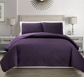 Kinglinen 888804060709 Embossed Reversible Bedspread/quilt Set Cal King California Purple