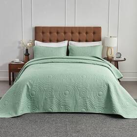 1900055-green-5 Kingnex Oversized Bedspread 128x120 Lightweight Quilt Set For Extra Tall/large King O
