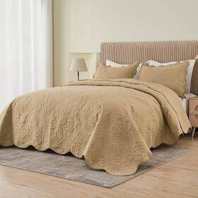 2100053-beige-5 Kingnex Oversized King Bedspreads 128x120 Extra Wide Quilt For Tall California K