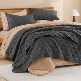 Km 313110493472 Oversized King Quilt Set 120x120 Inch Lightweight Chocolate Boho Comforter