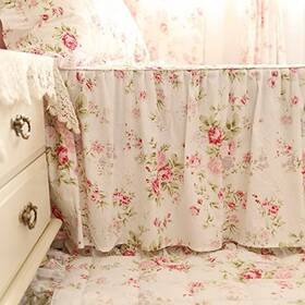 Kolachic 726972747896 Country Rose Roses Pink Floral Flower Bed Coverlets Dust Ruffle 3 Pieces 1