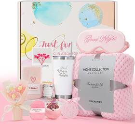 Gb24092501 Konsom Happy Birthday Get Well Gift Baskets 12pc With Blanket Pink Self Rose