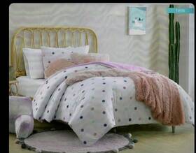 Koolaburra Bu Ugg 008889255818 New By Hannah Tufted Polka Dot On White Comforter Set With Shams