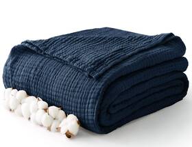 Khusb5s4n1ki Kozyhvn 100% Cotton Muslin Blanket King 108 Inch X 90 05 - Navy