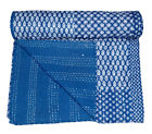 Kqbs0082 Handmade Handamde Indigo Blue Kantha Quilt Throw Queen Patchwork Bedspread