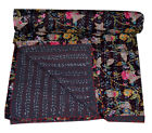 Kqbs054 Handmade Indian Kantha Quilt Birds Print Bedspread Cotton Blanket Queen