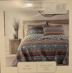 Kumar 190945113139 2 Piece Quilt Set Includes 1 And Sham Twin 68 In X 86