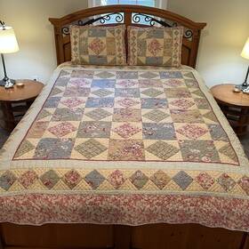 0cwb6 L.l. Bean Ll Patchwork Quilt And Shams Queen 3pc Set Timeless Floral Reversible
