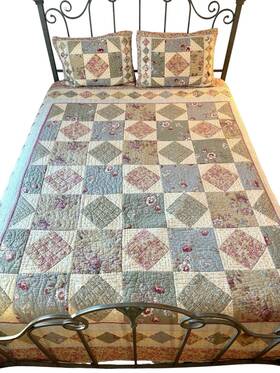 Ocbw6 L.l. Bean Full/queen Quilt 2 Shams Reversible 100% Cotton Machine Washable
