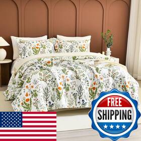 B0f8hll6zl Lady Ann 100 Cotton Floral Cal King Quilt Set - Yellow Flowers Leaves Pattern
