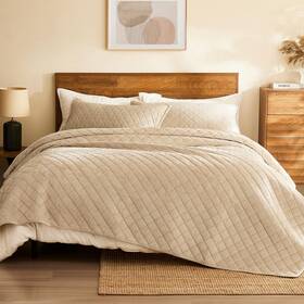 Lagraty 754204897538 Velvet Quilt King Size 3-piece Reversible Luxury Bedding Comforter Se