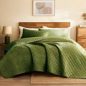 Lagraty 754204897552 Velvet Quilt King Size 3-piece Reversible Luxury Bedding Comforter Se