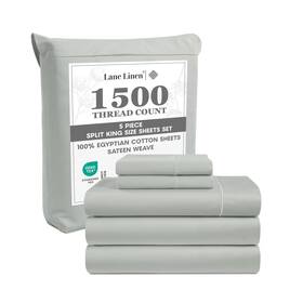 Lane Linen 904448903249 100% Egyptian Cotton King Split Sheets For Adjustable Bed - 1500 T