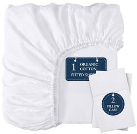 Ogn160fs-kg-wht Lane Linen Fitted Sheet King Size 100% Organic Cotton 3-piece Set 1