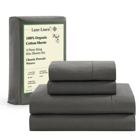 Ogn160ss-kg-chr Lane Linen 100% Organic Cotton Sheets King Size Machine Washable Fully Elasti