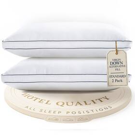 Tdrew0048 Lane Linen Bed Pillows Standard Size Set Of 2 - Medium Soft Support Gusseted