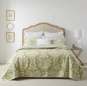 174629 Laura Ashley Rowland Quilt Set 3pc 100% Cotton Reversible Natural Breathable
