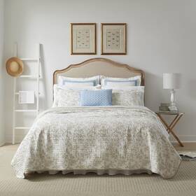 206333 Laura Ashley Home - Twin Quilt Set Cotton Reversible Amberley Beige