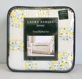 206858 Laura Ashley 5-piece Twin Daybed Cover Set White Green Yellow Blue Floral New