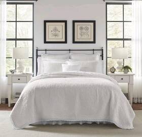 221295 Laura Ashley Heirloom Crochet Quilt Set 3pc 100% Cotton Full/queen Natural Soft