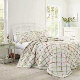 Laura Ashley 313103140154 Ruffle Garden 1-piece Multicolored Floral Cotton King Quilt