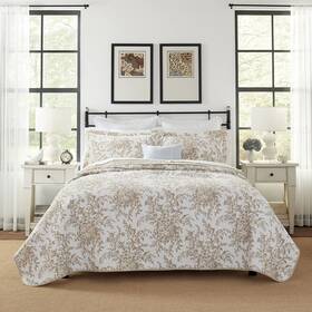 Laura Ashley 883893293977 Twin Quilt Set Reversible Cotton Bedding With Matching Sham Medium-weight