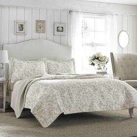 Laura Ashley 883893344471 Home - King Quilt Set Cotton Reversible Bedding With Matching S