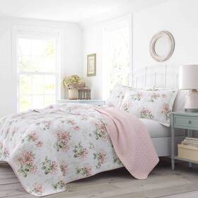 Laura Ashley 883893561427 Twin Quilt Set Cotton Reversible Bedding With Matching Sham Home Decor Id