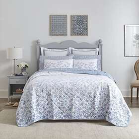 Laura Ashley 883893584921 Home - Queen Quilt Set Reversible Cotton Bedding With Matching