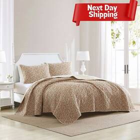 Laura Ashley 883893837218 100% Cotton Quilt And Sham Sets Loveston-terracotta Twin Size