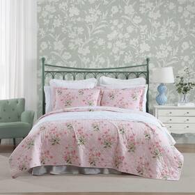 Laura Ashley 883893858688 Twin Quilt Set Reversible Premium Bedding With Matching Sham Luxuriously