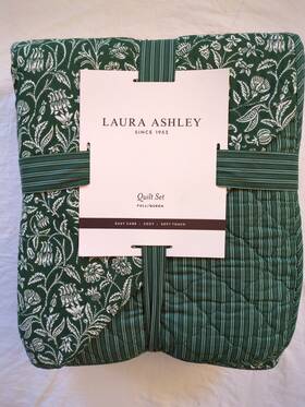 Laura Ashley 883893933316 New Full / Queen Quilt 2 Shams Set Elaina Den