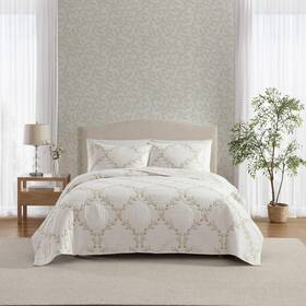Laura Ashley 883893954762 Full/queen Quilt Set Super Soft And Breathable Embroidered Bedding With Matc