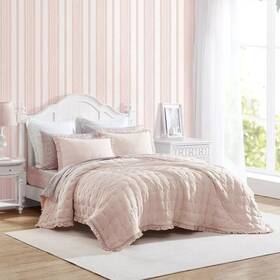 88811511 Laura Ashley 3pc Full/queen Hailee Microfiber Quilt Bedding Set Pink