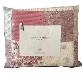 89292042 Laura Ashley Celina Red Floral Stripe Paisley Patchwork Cotton Twin Quilt Set
