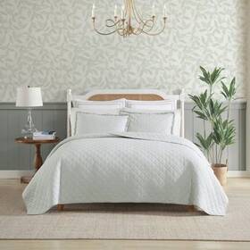 93533728 Laura Ashley King Oxford Striped Quilt Set Green