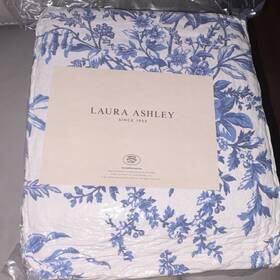 Ushsa91126126 Laura Ashley Twin Quilt Set Blue/white Floral Cotton Quilted Machine Washable
