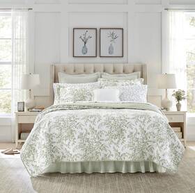 Ushsa91149067 Laura Ashley Queen Quilt Set Cotton Reversible Floral Bedding 3-piece Green New