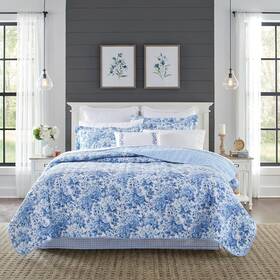 Ushsa91218534 Laura Ashley Ashley- King Quilt Set Cotton Bedding Cottage Home Brighton Blue