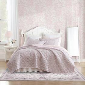 Ushsa91254482 Laura Ashley Quilt Set Full/queen Cotton Blend Fill Soft Floral Pink 3-piece