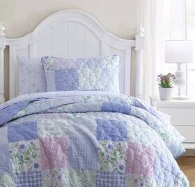 Ushsa91271301 Laura Ashley Lauraashley Quilt/coverlet Twin Microfiber Polyester Floralpurple Reversible 2pc