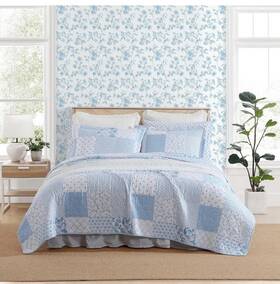 Ushsa91281295 Laura Ashley King Quilt Set Reversible Premium Bedding W Matching Shams Costal
