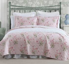 Ushsa91281301 Laura Ashley Veronica Bouquet 3-piece Pink/white 100% Cotton Full/queen Quilt Set Love Shack