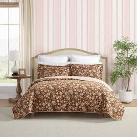 Ushsa91304233 Laura Ashley - King Quilt Set Reversible Cotton Bedding With Matching Shams